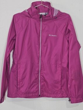 Columbia Switchback II Jacket Hooded Packable Nylon Womens L Fuchsia Windbreaker